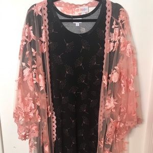 LULAROE  pink lace Chloe kimono only size xl